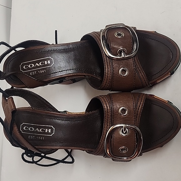 Coach Womens Kayle Patchwork Platform Sandals - Brown, Green, Burgundy Sz 7M - Picture 2 of 11